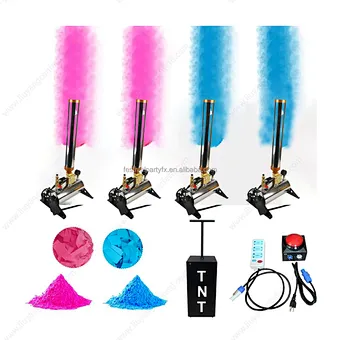 Wholesale Stock One-click Start Tnt Gender Reveal Machine Baby Shower Pink Blue Powder Sfx Fireworks Party Popper Spray Cannon