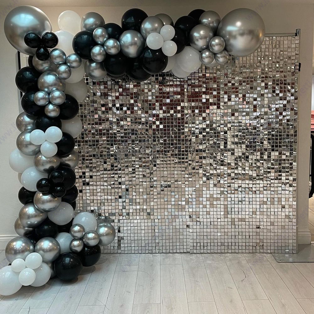 Gold White Disc Decorative Mirror Shimmer Sequin Wall Disk 4d Shimmering Wind Flapping for Wedding Decoration Backdrop Panel