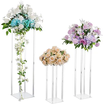 80cm Tall Transparent Decorative Flower Arrangement clear Acrylic Flower Stand for Wedding Table Centerpiece