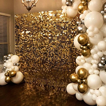 Silver Gold White Black Interlocking Glitter Sequin Panels Shimmer Wall Backdrop for Wedding Parties