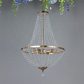 Event Ceiling Luxury Round Prop Iron Crystal Decoration Lamp Chandelier Pendant Hanging Modern Hotel Marriage Wedding Light