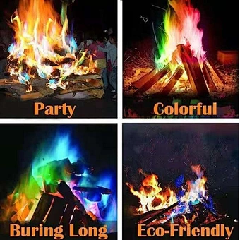 Colorful Flame Magician Pyrotechnic Trick Glowing Prop Bonfire Fireplace Patio Toy Party Supplies Color Art Mystical Magic Fire