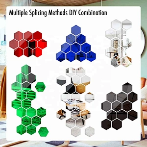 Stick on Art Bathroom Modern Decoration Wholesale Acrylic Hexagonal Living Bedroom Office Decal Reflective Mirror Wall Sticker