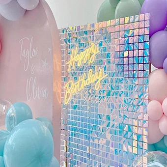 Birthday Home Bridal Shower Engagement Bachelorette Decor Stunning Iridescent Mirror Wedding Shimmer Backdrop Sequin Wall Panel
