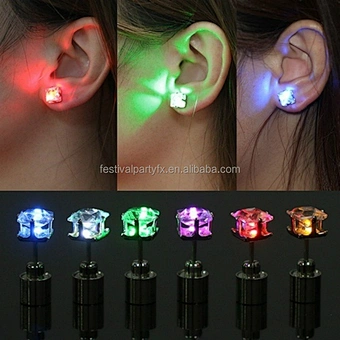 Hot Cool Fashion Unique Design LED Earrings Light up Bling Ear Studs Dance Party New Year Accessories Women Men