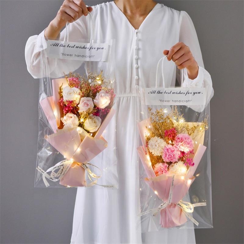 2024 LED Crochet Flowers Bouquet Handmade Knitted Bouquet With Fairy String Lights for Christmas Valentine's Day Gift