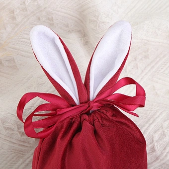 Wholesale Big Size Velvet Drawstring Bunny Bags Carrot Cookie Candies for Wedding Parties Christmas Easter Colorful Rabbit Ears