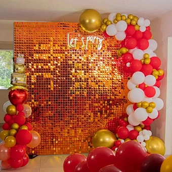 Gold White Disc Decorative Mirror Shimmer Sequin Wall Disk 4d Shimmering Wind Flapping for Wedding Decoration Backdrop Panel