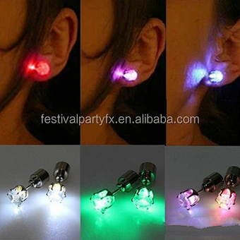 Hot Cool Fashion Unique Design LED Earrings Light up Bling Ear Studs Dance Party New Year Accessories Women Men