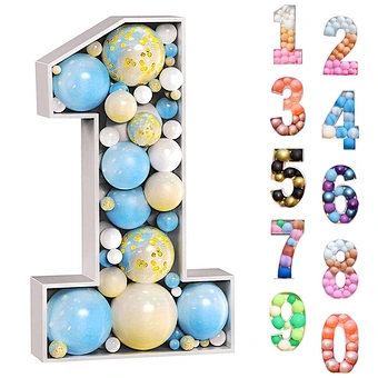 Large 0-9 Birthday Party Anniversary Wedding Backdrop Love Letter Filling Baby Shower Number Marquee Mosaic Balloon Frame Stand