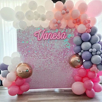 Mirror Iridescence Wedding Event Festival Backdrop Decoration Shipping Free White Disc Decorative Gold Shimmer Sequin Wall Panel