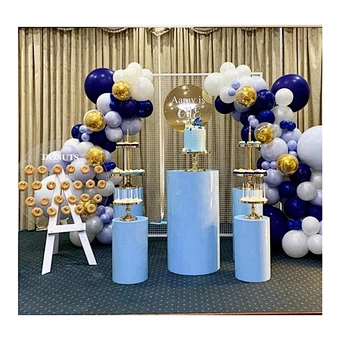 Backdrop Event Cake Plinth Pillar Gold Dessert Stand Wedding Party Prop Set of 5 Iron White Display Decoration Table Centerpiece
