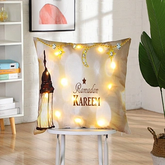 LED Home Pillowcase for Ramadan & Eid Mubarak Decorations Mosque Decorative Party Supplies Muslim Holiday Gift