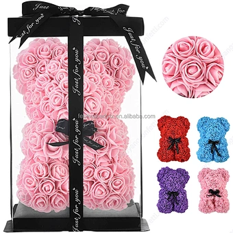 Teddy Rose Bear Box 2023 Valentine's Day Gift Idea for Girlfriend Mother-Preserved Kids' San Decoration Graduation Father's Day