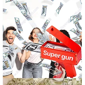 2021 Gold Money Gun Make Cash Money Rain Dollar Bill Plastic Gun Box Shot Spread the Real Money Gold Gun Toy