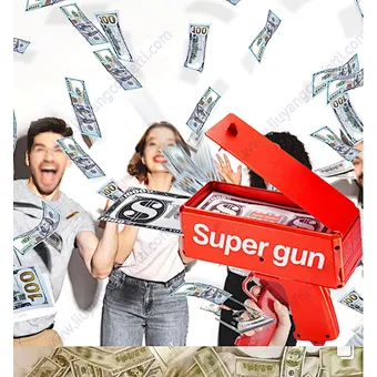 2021 Gold Money Gun Make Cash Money Rain Dollar Bill Plastic Gun Box Shot Spread the Real Money Gold Gun Toy
