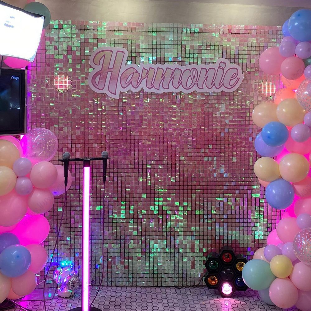 New Colors Interlock Grid Panel Sequin Panels Shimmer Wall Backdrop for Wedding Events Birthday Party Decoration