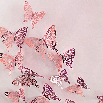 3d Wall Window Tattoo Decoration Gold Hollow-out Decals Art Decor Party Home Cake Acrylic Crafted Light Butterfly Sticker
