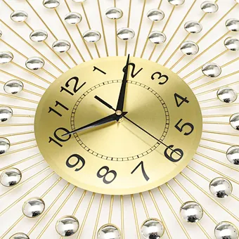 Custom 2025 Nordic Crystal Diamond 3D Metal Simple Clock Wall Art Design Big European Luxury Modern Home Decorative Wall Clocks