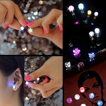 Hot Cool Fashion Unique Design LED Earrings Light up Bling Ear Studs Dance Party New Year Accessories Women Men