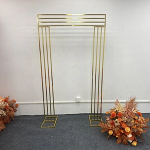 Artificial Event Decoration Stage Supplies Party Gold Stainless Steel Frame Flower Stand Wedding Arch Pipe Drape Backdrop