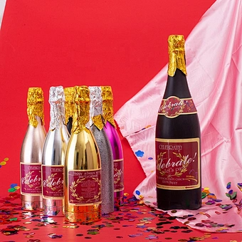 24 Pcs Safe Perfect Compressed air Champagne Bottle Shaped Confetti Cannons Party Poppers for Party