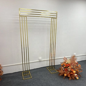 Artificial Event Decoration Stage Supplies Party Gold Stainless Steel Frame Flower Stand Wedding Arch Pipe Drape Backdrop