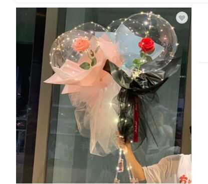 Mother's Day Balloons Transparent Led Bobo Ballon Rose Feather Filler Artificial Flower for Valentine Gifts Saint Valentin