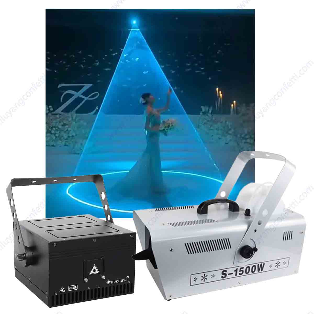 10W Laser 1500W Snow Machine for DJ Disco Party Bar RGBW LED Animated Wedding Stage Effect for Bride Groom Show Decoration for