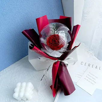 Mothers Day Gift 2024 Wedding Valentine Festival Novelty Gift Giant Dried Flowers Golden Touch Balloons Preserved Roses Bouquet