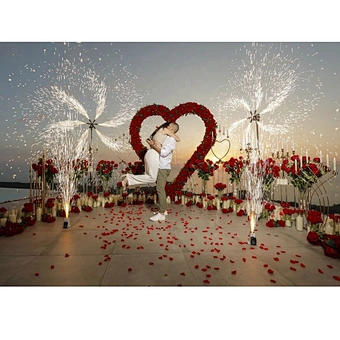 Heart Shape Silk Rose Valentine Day Proposal Marriage Runners Backdrop Wedding Birthday Decoration Artificial Wedding Flower Arc