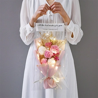 2024 LED Crochet Flowers Bouquet Handmade Knitted Bouquet With Fairy String Lights for Christmas Valentine's Day Gift