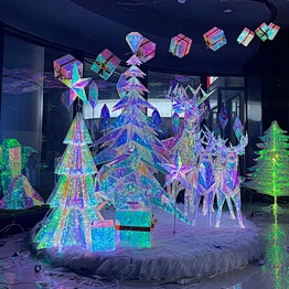 2023 New Large Outdoor RGB Tree LED Light Frame Street Star Christmas and New Year Decoration with Reindeer Hologram