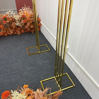 Artificial Event Decoration Stage Supplies Party Gold Stainless Steel Frame Flower Stand Wedding Arch Pipe Drape Backdrop