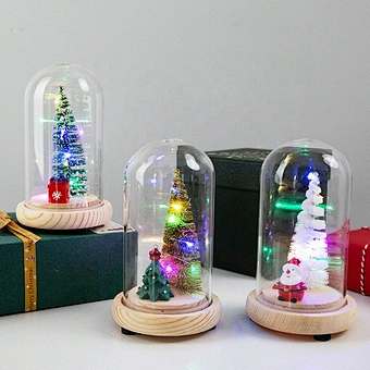 Christmas Creative Valentine's Day Gift Simulation Flower Glass Cover Decoration Luminous LED Small Night Lamp Sunflower Rose
