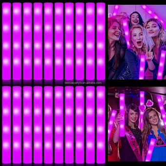 Wholesale RGB Custom Logo Cheering Glowing Light up Party Led Foam Sticks for Concert Parties Neon Party