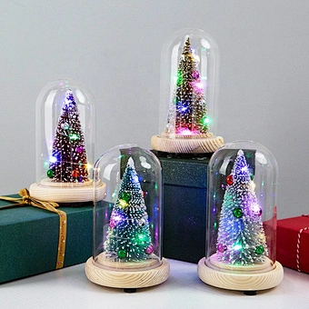 Christmas Creative Valentine's Day Gift Simulation Flower Glass Cover Decoration Luminous LED Small Night Lamp Sunflower Rose