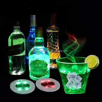Led Coasters Halloween Christmas Bar Decor Neon Light up Sticker Drinks Wine Glass Party Supply Cup Luminous Led Bottle Lights