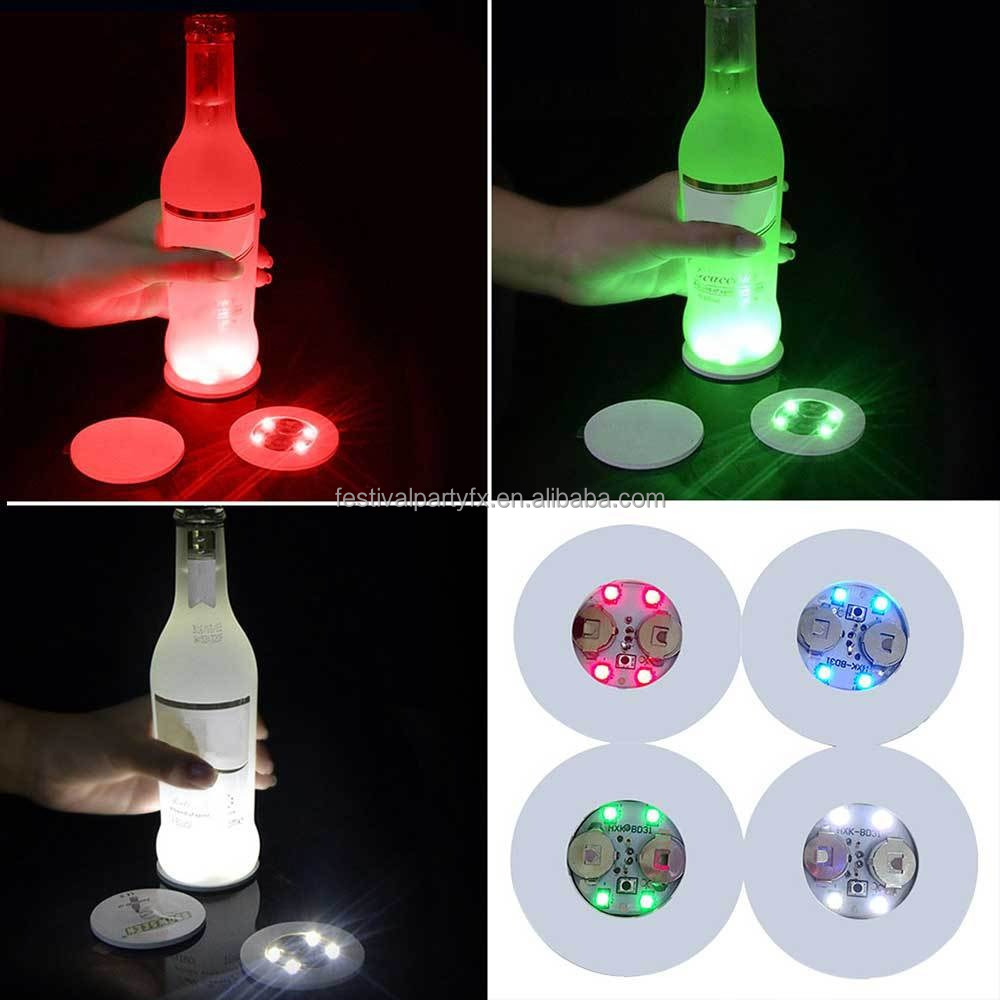 Led Coasters Halloween Christmas Bar Decor Neon Light up Sticker Drinks Wine Glass Party Supply Cup Luminous Led Bottle Lights