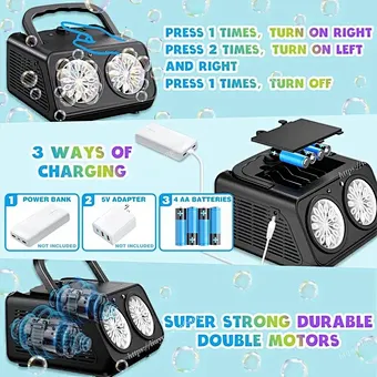 Double Hole Stage Bubble Machine Wedding Scene Atmosphere Celebration Portable Fully Automatic Bubble Blowing Portable Wedding