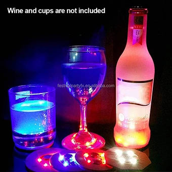 Led Coasters Halloween Christmas Bar Decor Neon Light up Sticker Drinks Wine Glass Party Supply Cup Luminous Led Bottle Lights