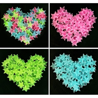 3d Diy Night Giant Dot Fluorescent 100pc/bag Kids Room Decoration Glowing Luminous Moon Wall Sticker Glow in Dark Star