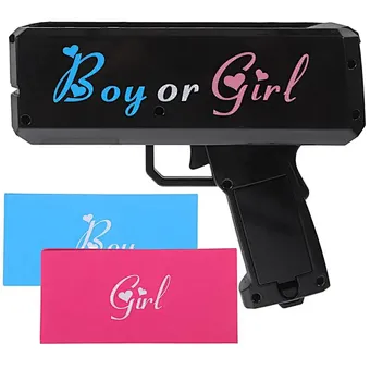 Gender Reveal Shooter Toy Paper Playing Sprayer for Baby Shower Party Revealing Boy or Girl
