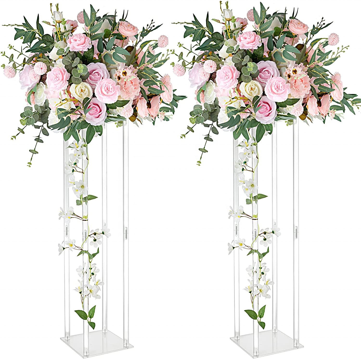 80cm Tall Transparent Decorative Flower Arrangement clear Acrylic Flower Stand for Wedding Table Centerpiece