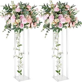 80cm Tall Transparent Decorative Flower Arrangement clear Acrylic Flower Stand for Wedding Table Centerpiece