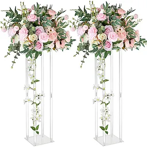 80cm Tall Transparent Decorative Flower Arrangement clear Acrylic Flower Stand for Wedding Table Centerpiece