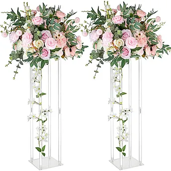 80cm Tall Transparent Decorative Flower Arrangement clear Acrylic Flower Stand for Wedding Table Centerpiece