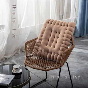 Modern Ergonomic Office Chair Mat Woven Sofa Cushion in Cookie Shape Japanese Tatami Bedroom Style for Home Decor
