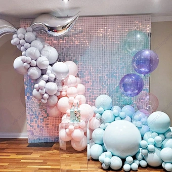 Mirror Iridescence Wedding Event Festival Backdrop Decoration Shipping Free White Disc Decorative Gold Shimmer Sequin Wall Panel