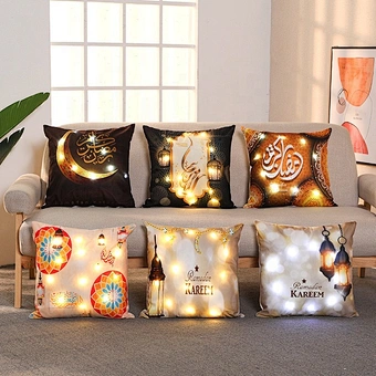 LED Home Pillowcase for Ramadan & Eid Mubarak Decorations Mosque Decorative Party Supplies Muslim Holiday Gift